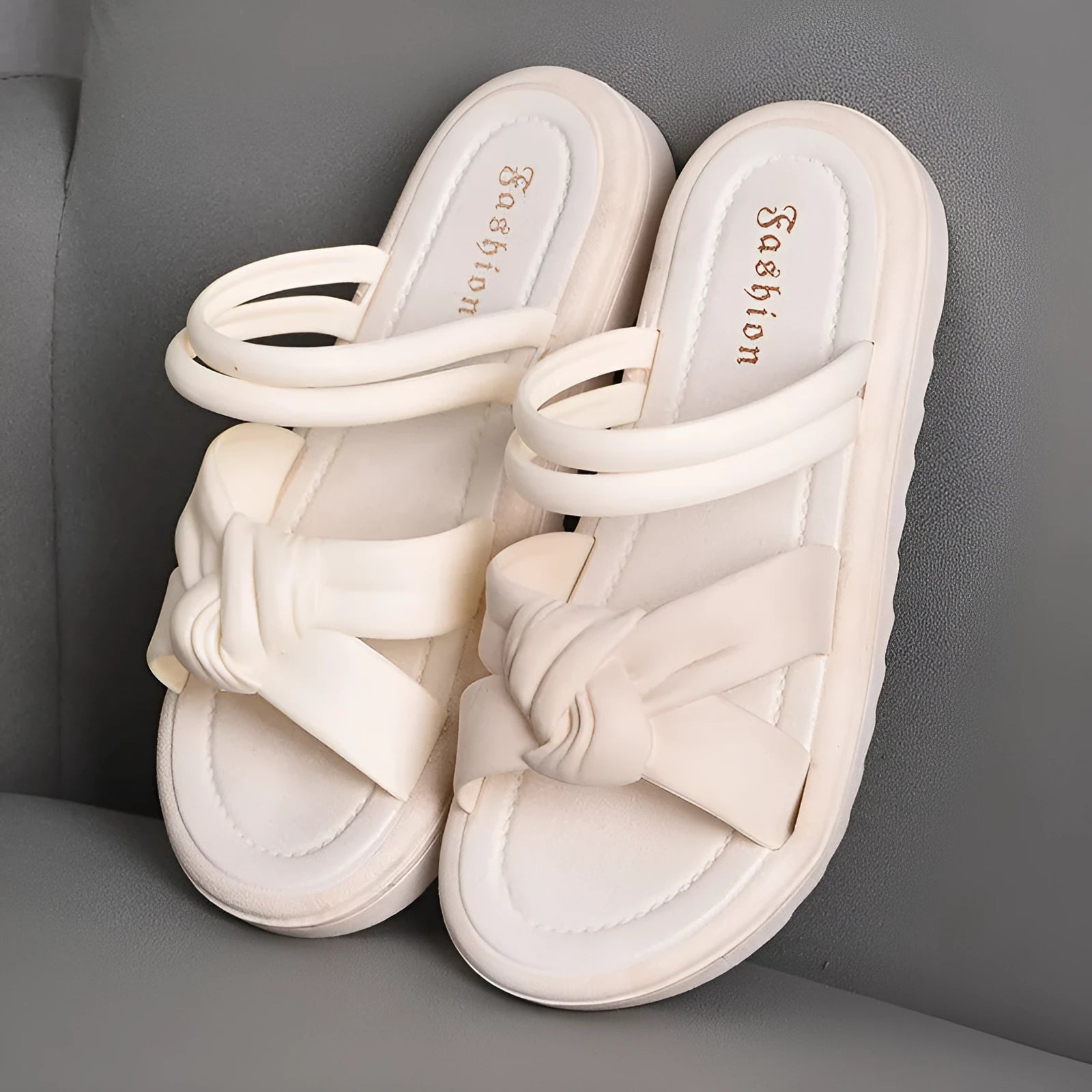 Women's two-way wear sandals soft back thick sole non-slip outdoor slides PVC