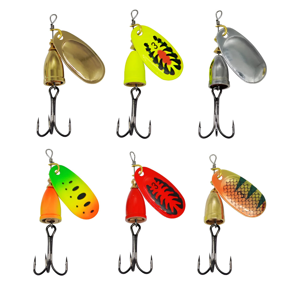 Composite rotating sequins copper bell fishing lure in seven colour options including gold, silver, and rose gold