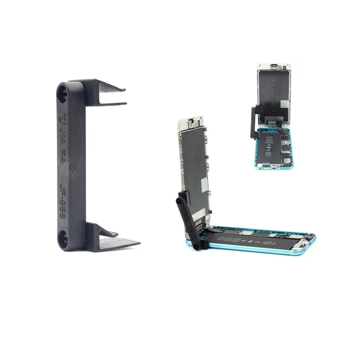 11-in-1 mobile phone disassembling tool kit with screwdrivers, pry sheets, sucker, and adhesive in a 120x200x20mm pack