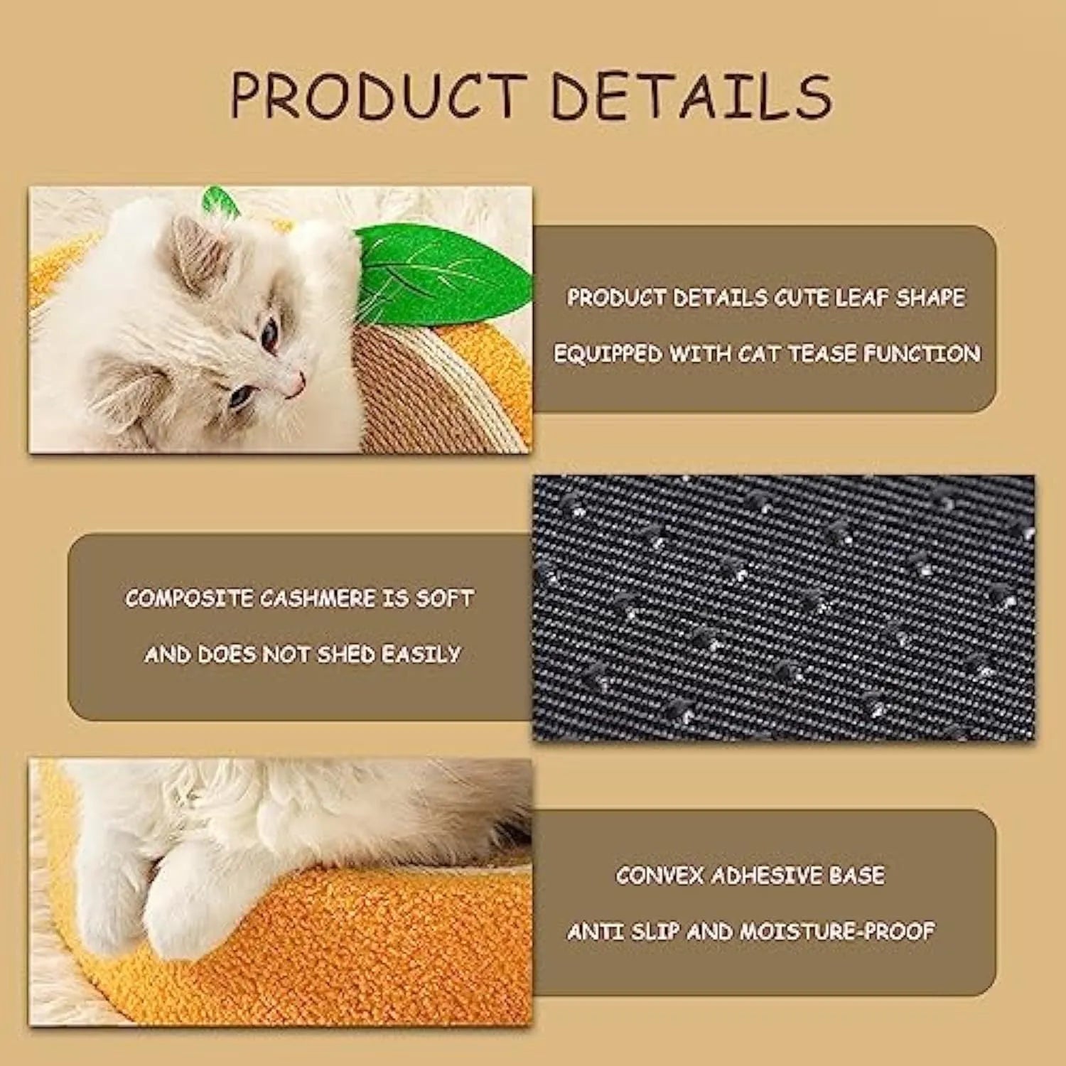 Yellow round sisal cat scratching board with integrated bed for small cat breeds
