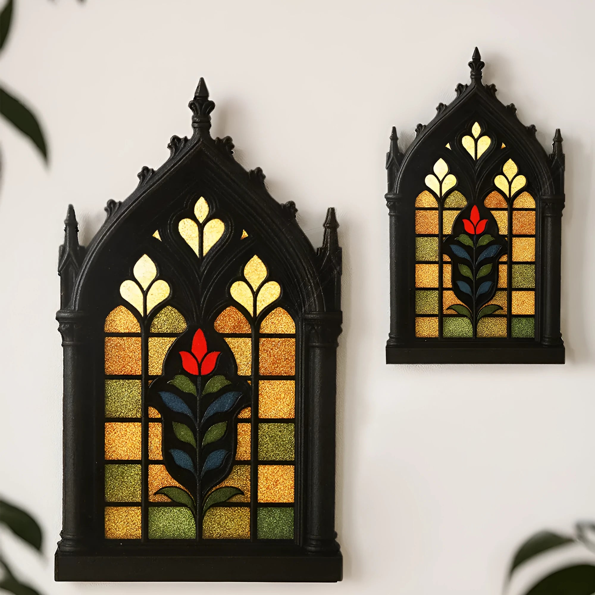 Black wooden gothic style door frame wall mounted storage rack pendant decoration