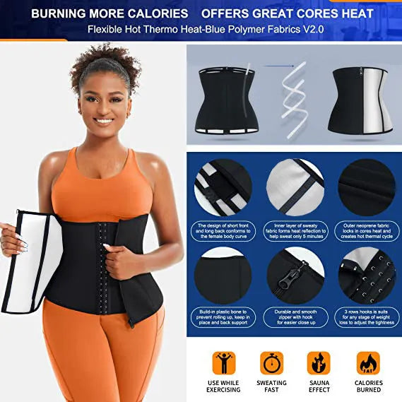 Blue adjustable neoprene sports waist belt for abdominal support shown laid flat.