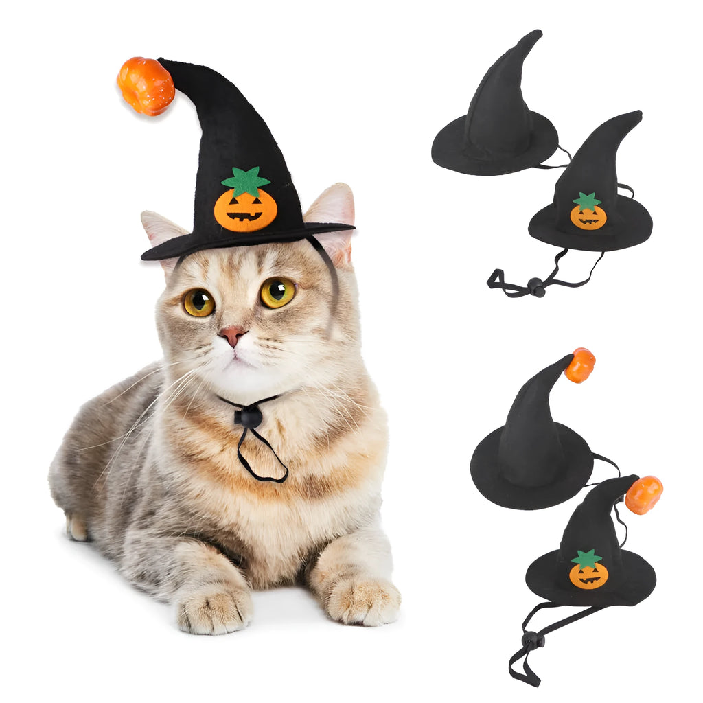 Pet cat Halloween pumpkin hat made of cloth with embossing, free size, in corner cap style