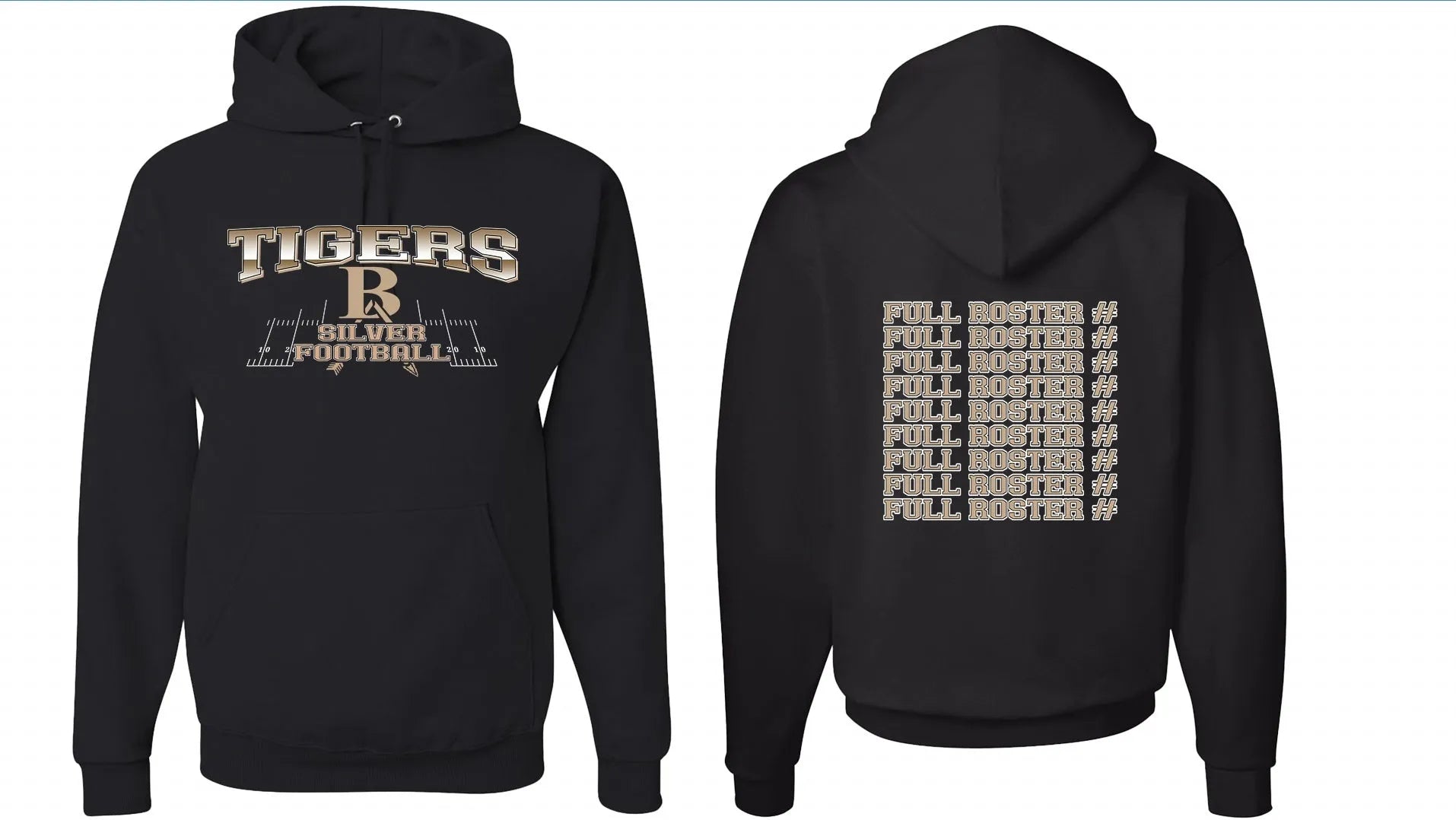 Black simple style pullover hoodie with drop-shoulder sleeves on a hanger