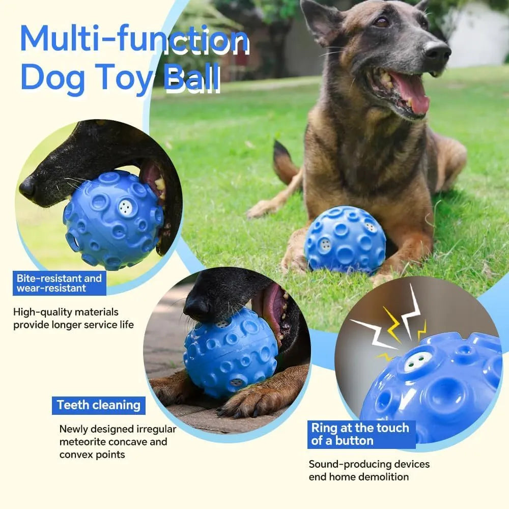 Durable natural rubber dog ball toy with textured surface for aggressive chewers in assorted colours