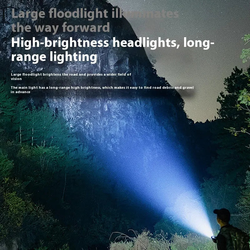 2000LM aluminium alloy bicycle headlight with 6 XPT beads, quick-release base, and USB Type-C port