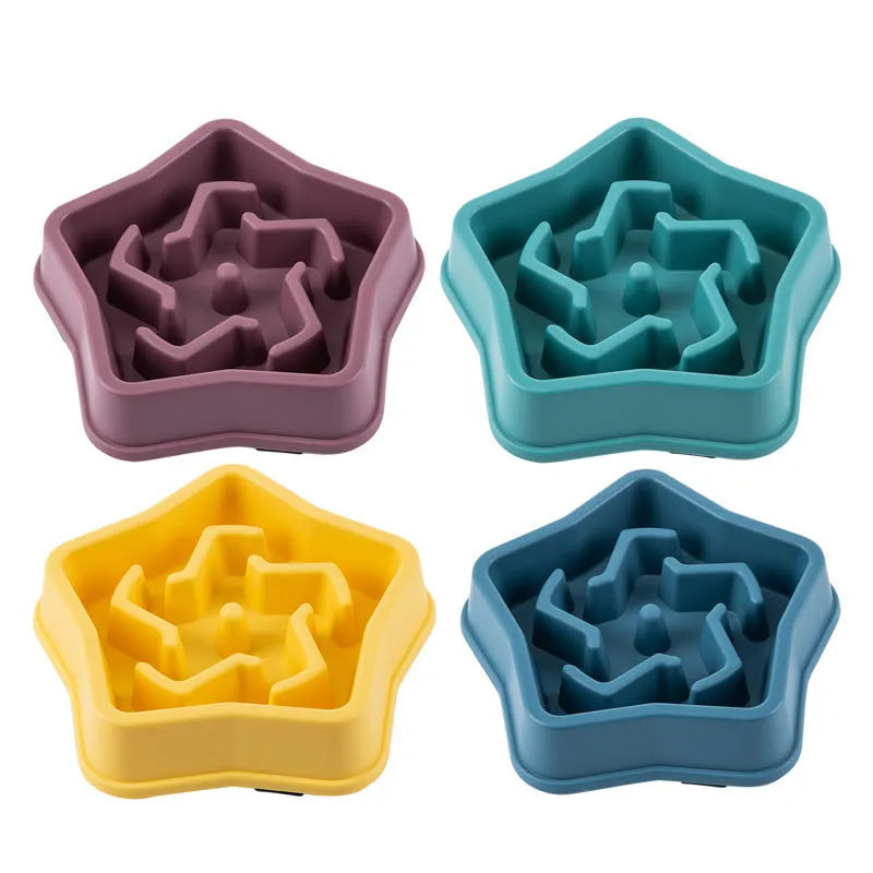 Yellow rough plastic slow feeding dog bowl with non-slip bottom 20.1 cm diameter