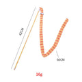 Cat wand toy with polycarbonate pole and long plush strip in rainbow colours with bell attachment