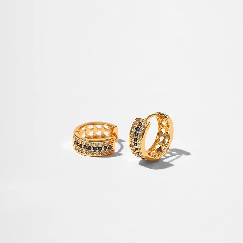 Round copper women's earrings with 18K gold electroplating in KE1268 colour on white background