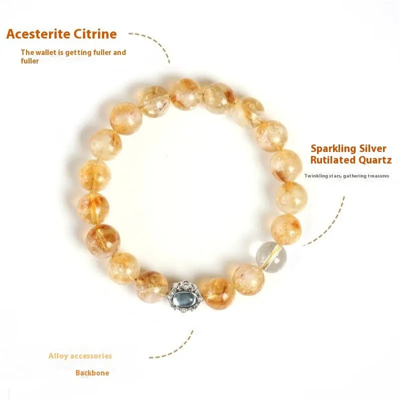 Citrine crystal geometric bracelet with 10mm size and grinding treatment in unisex style