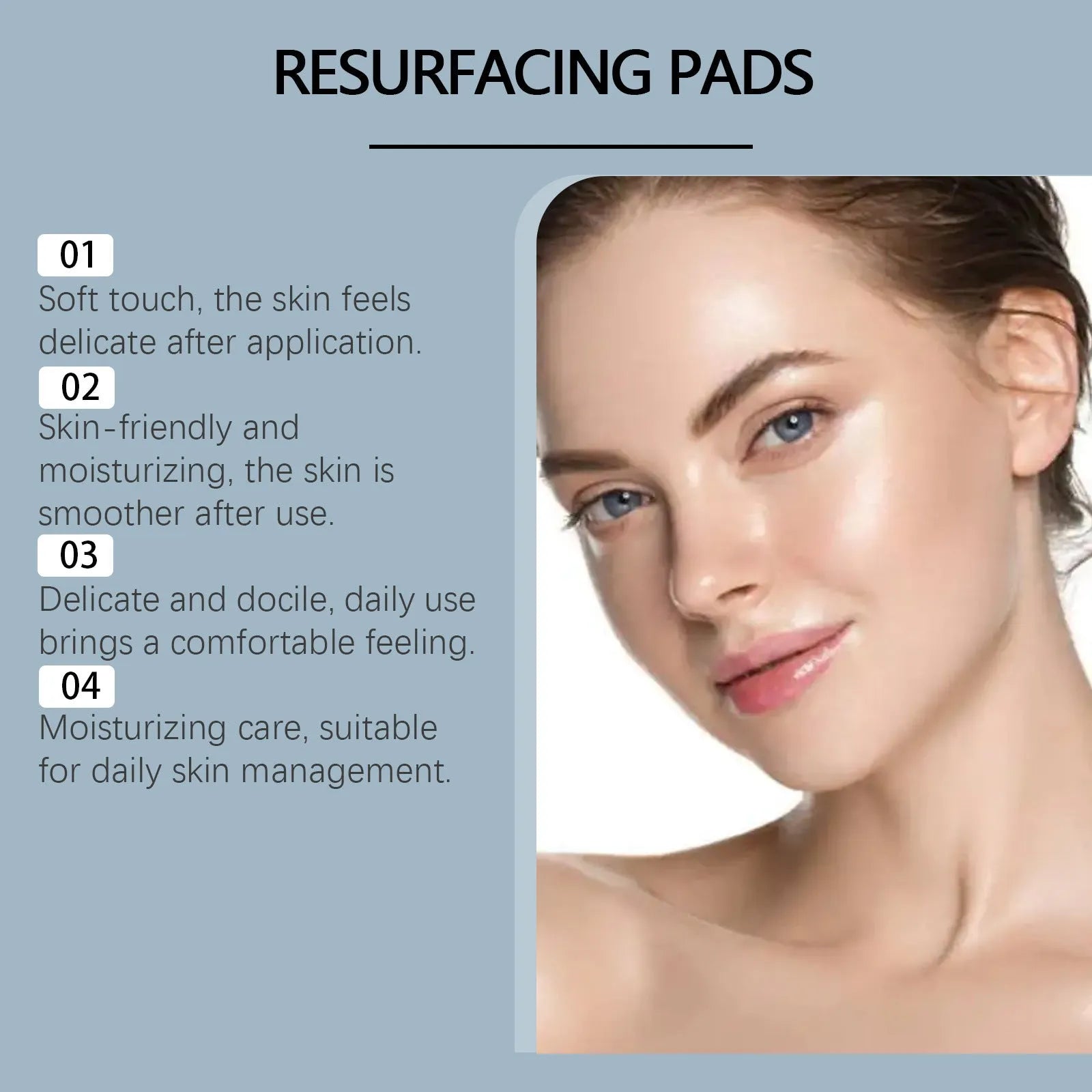 Pack of 50 glycolic acid exfoliating moisturising cotton cloth facial pads with vitamins and green tea extract for daily skincare