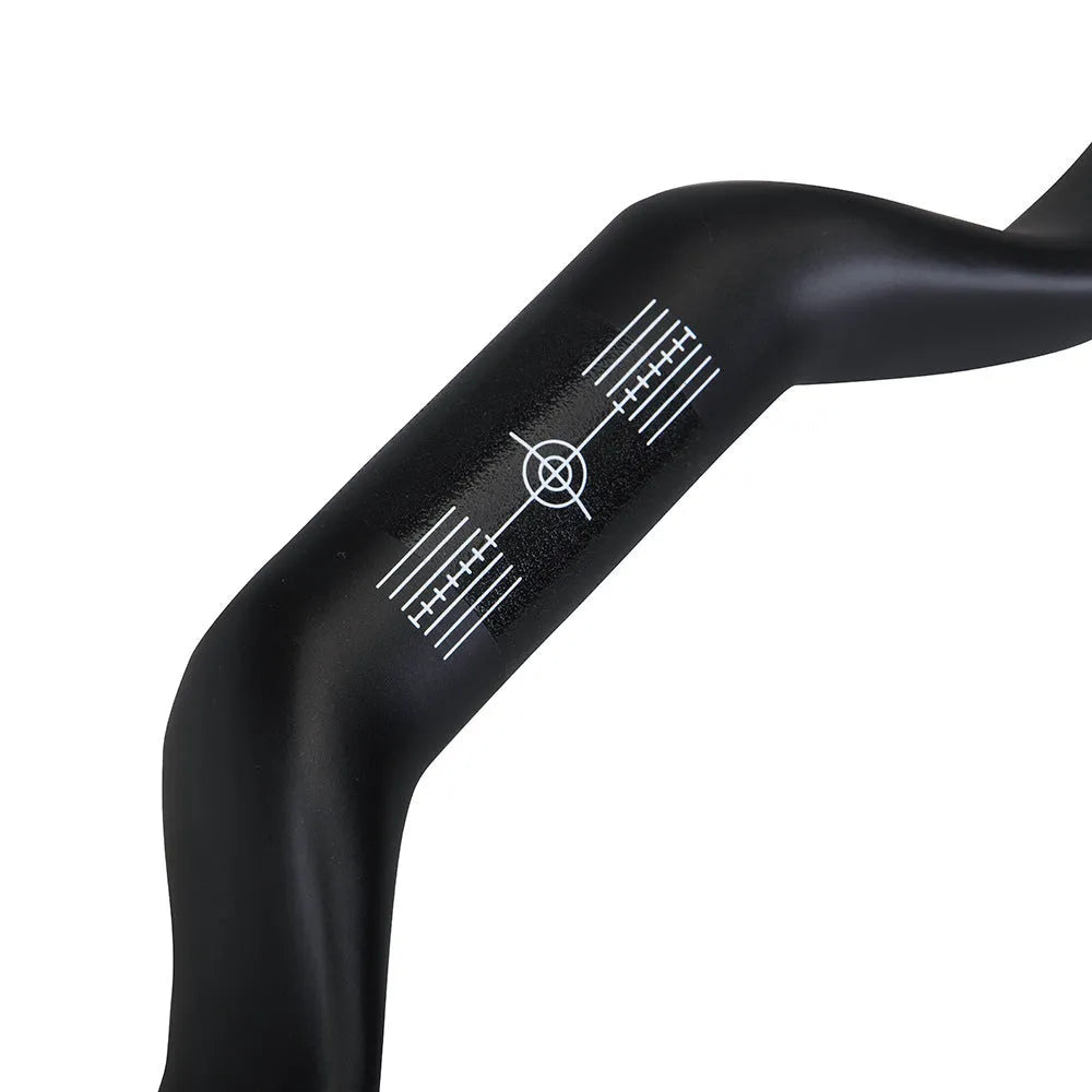 Black carbon fibre large angle bent motorcycle handlebar with 31.8mm clamp and 125mm rise