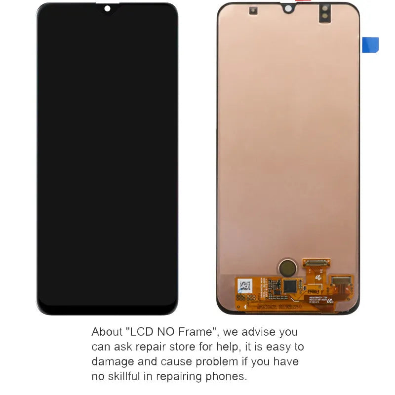 Samsung Galaxy A50 A50S black OLED incell monolithic LCD screen replacement front view