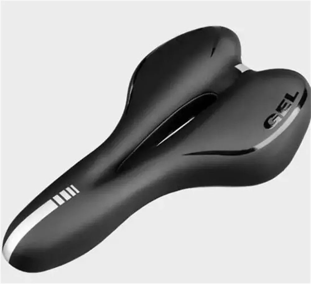 Thickened soft silicone bicycle saddle cushion with PU leather cover, waterproof protector, wrench and tire patch set