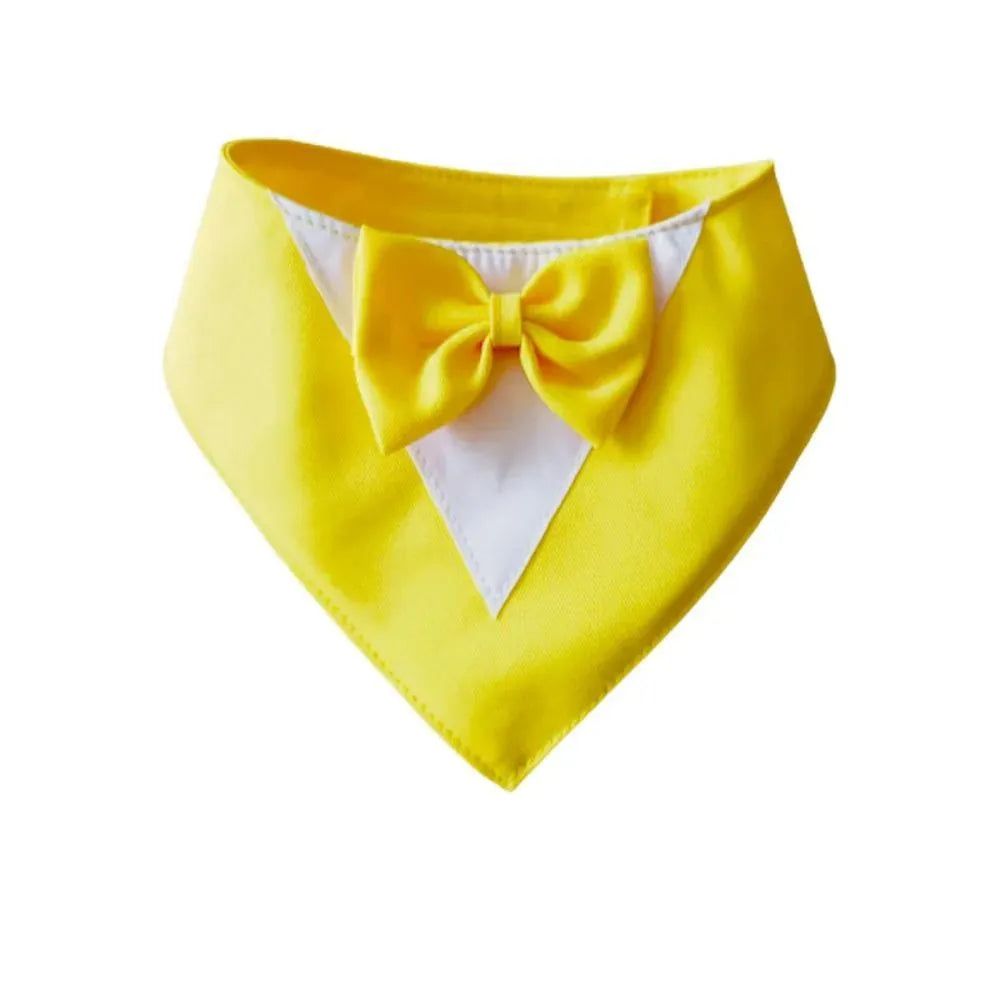 Pet triangle bib bow saliva towel in multiple colours for dog or cat, wrapping around collar