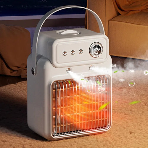 White 1200W 2-in-1 humidifying room heater with ABS body on table