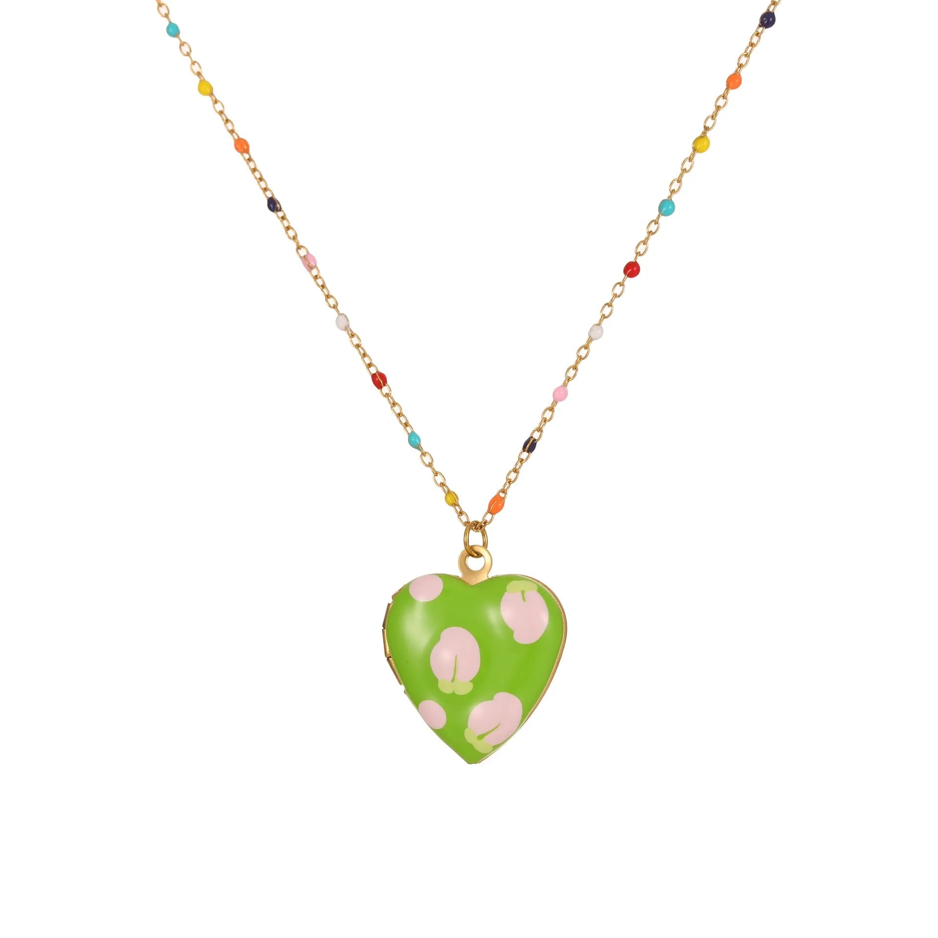 Women's gold-plated stainless steel necklace with fruit heart pendant on adjustable chain