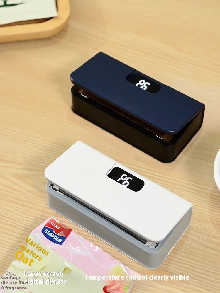 Small portable mini sealing machine heat seal food hand press snack plastic bag white and blue