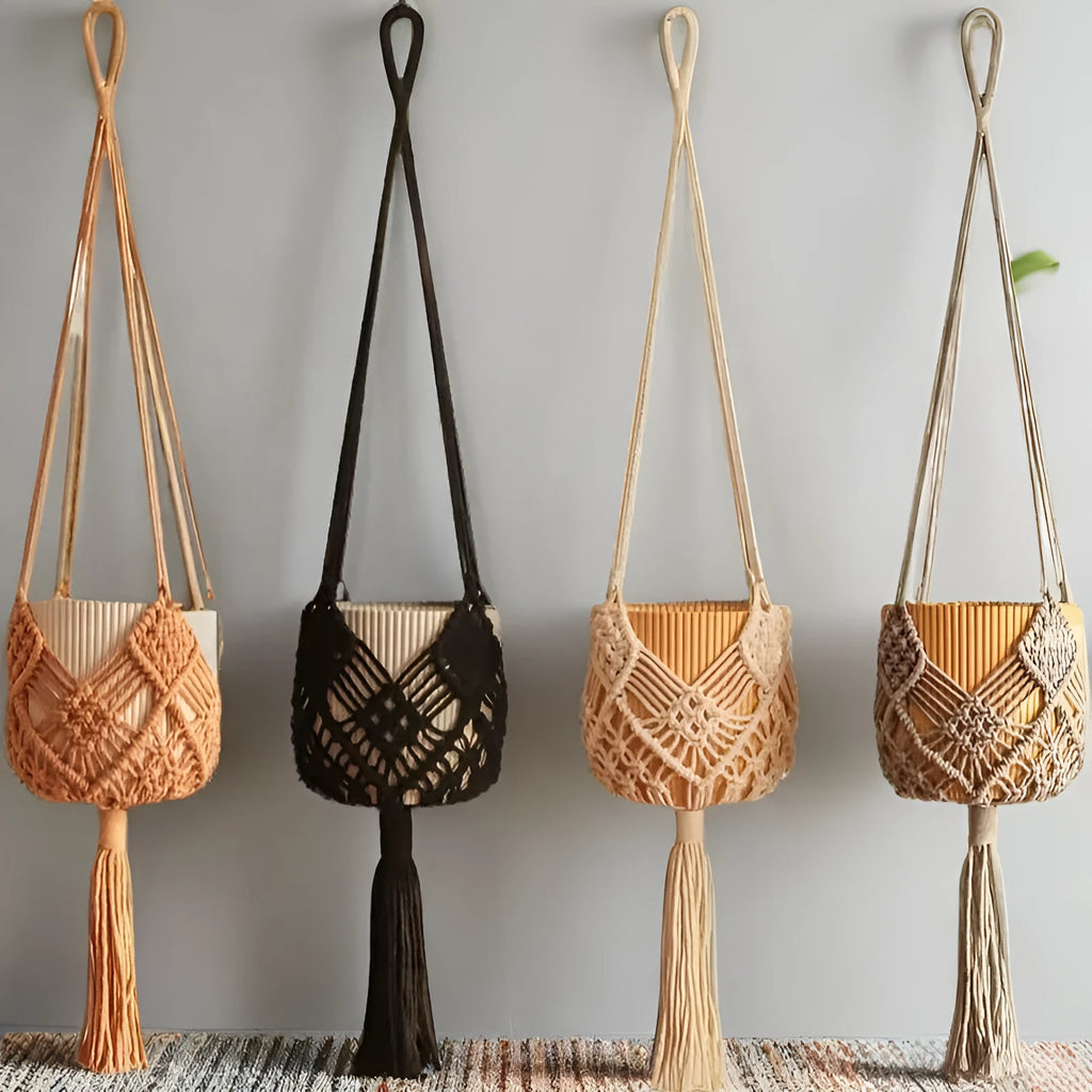 Hand-woven polyester cotton flower pot in minimalist design with seven colour options
