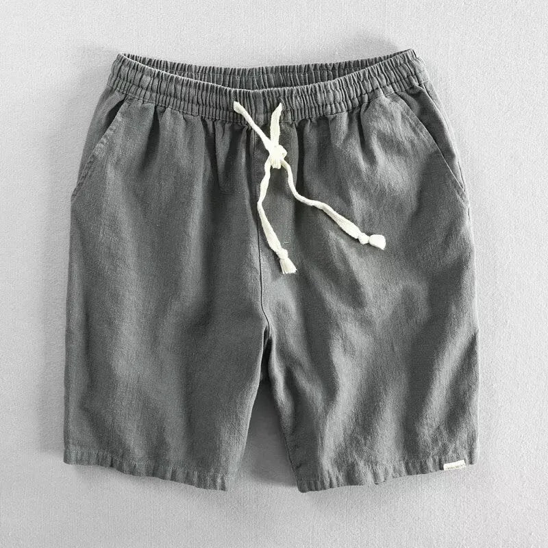 Breathable ramie beach casual loose shorts in cotton linen blend, available in six colours and sizes M to 3XL