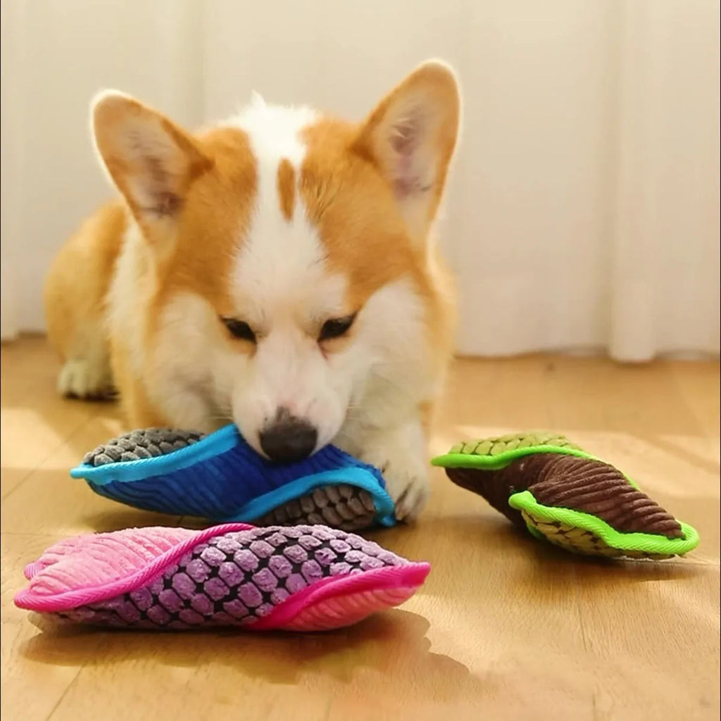 Bite-resistant teddy dog toy with sound bone model in blue, green, and pink colours
