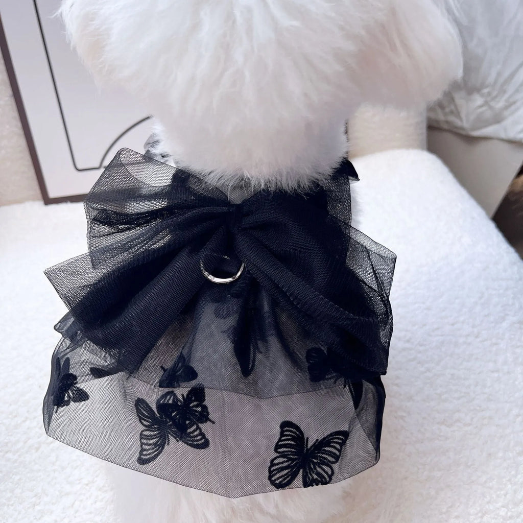 Black polyester princess tulle skirt for small dogs and cats on size chart