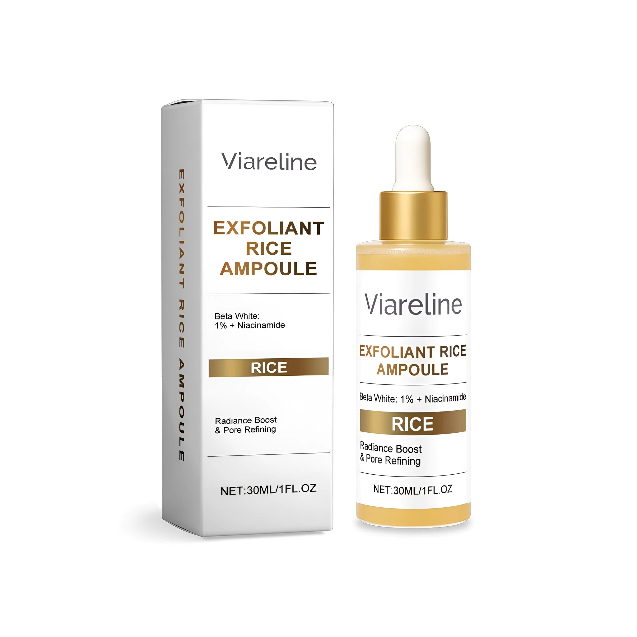30ml exfoliating rice liquid serum for wrinkle relief and moisturising with rice extract and nicotinamide