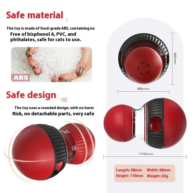Rotating cat food dispensing ball toy with super ball colour pattern measuring 155mm