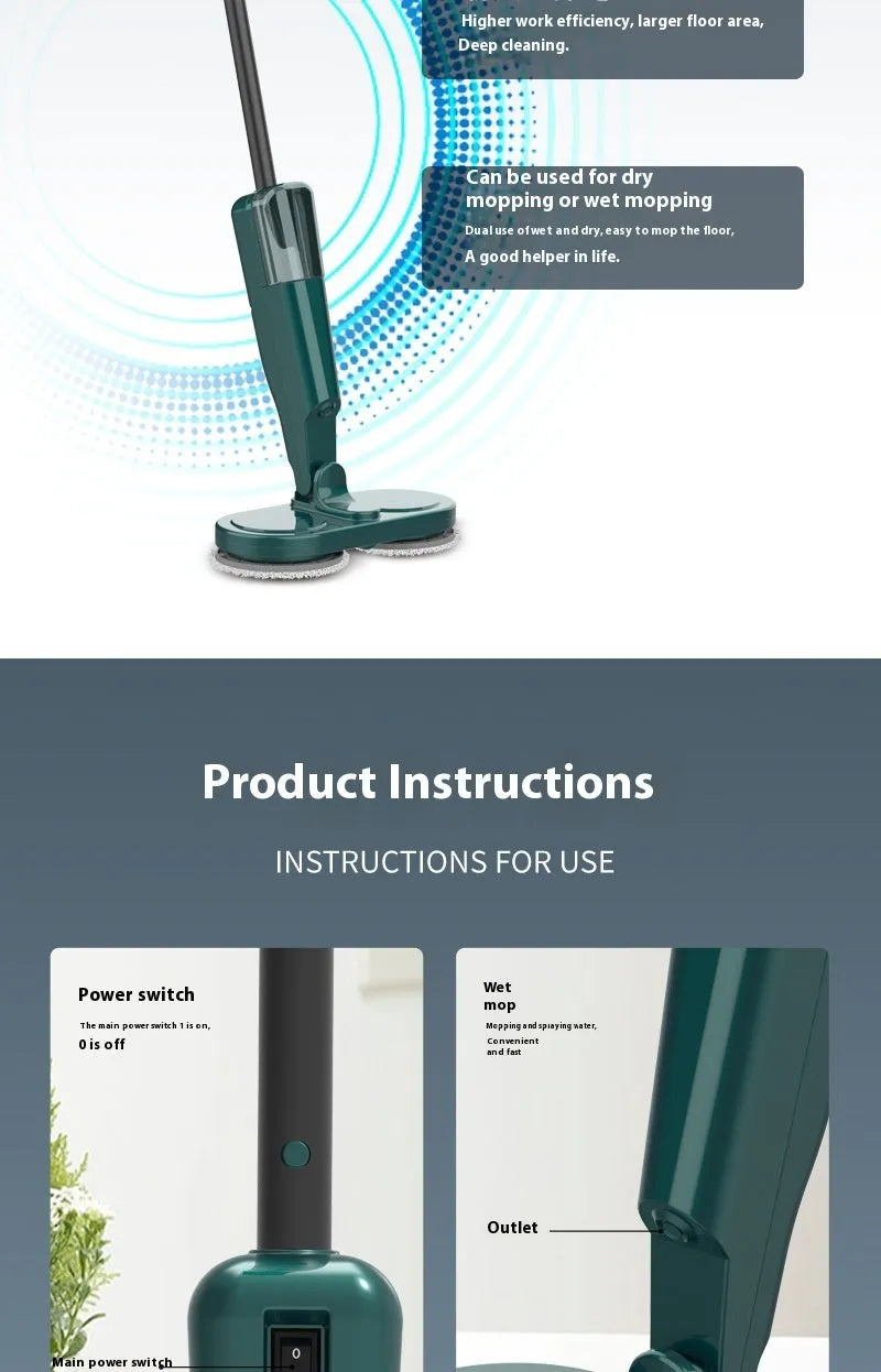 Wireless floor cleaning robot in S5 Green colour showing sweeping brushes and mopping pad attachment