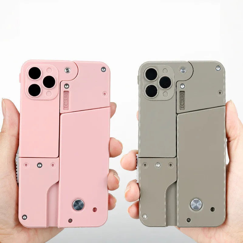 Folding mobile phone dart blaster toy with soft foam bullets in pink