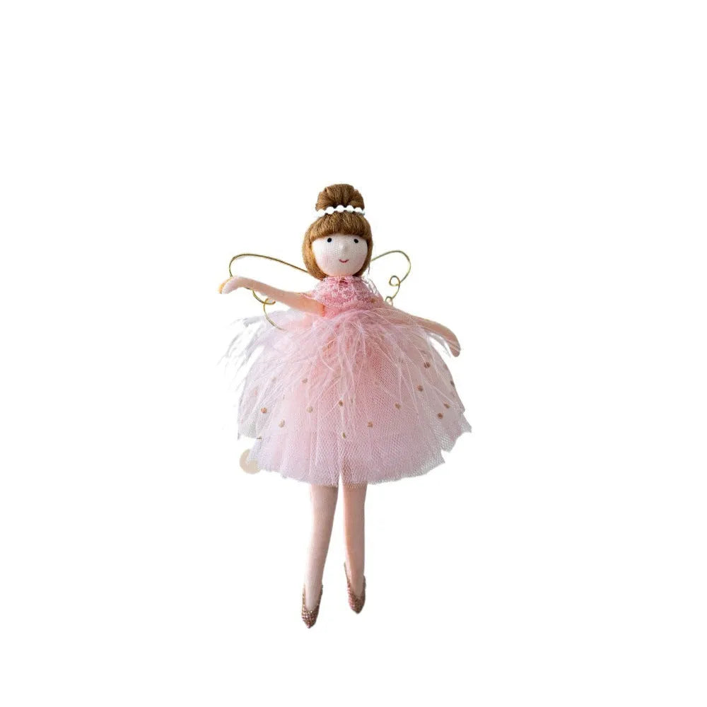 Pink and white cloth ballet girl angel plush doll pendant for decorative hanging