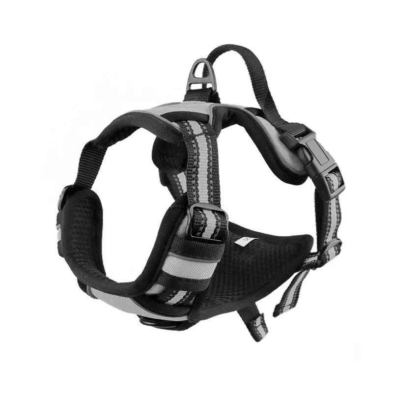 Adjustable Oxford cloth dog chest strap harness in multiple colours with chain ring for lead attachment