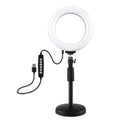 Black dual mobile phone desktop fill light ring beauty selfie bracket with professional flash 16cm
