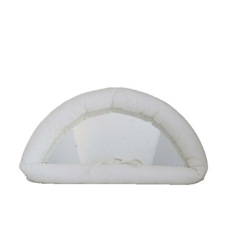 Soft cotton-filled fabric mirror in solid colour hanging as a background prop