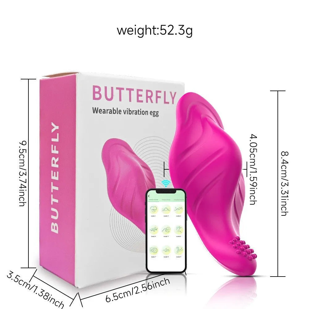 Rose red APP remote control female massager with cute butterfly design and USB charging