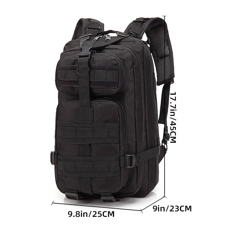 Large khaki hiking backpack with air pillow shoulder straps showing 45cm height