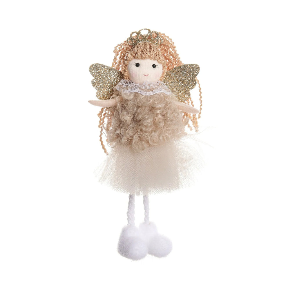 Christmas angel cloth pendant hair accessory in white, pink, and khaki colour options