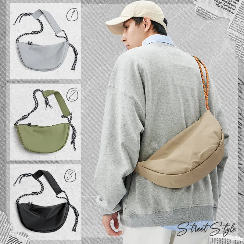 Men's large capacity nylon messenger bag in urban simplicity style with polyester lining