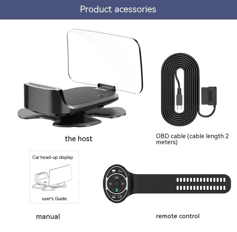 New HUD head-up display car speed digital projector black ABS OBD power