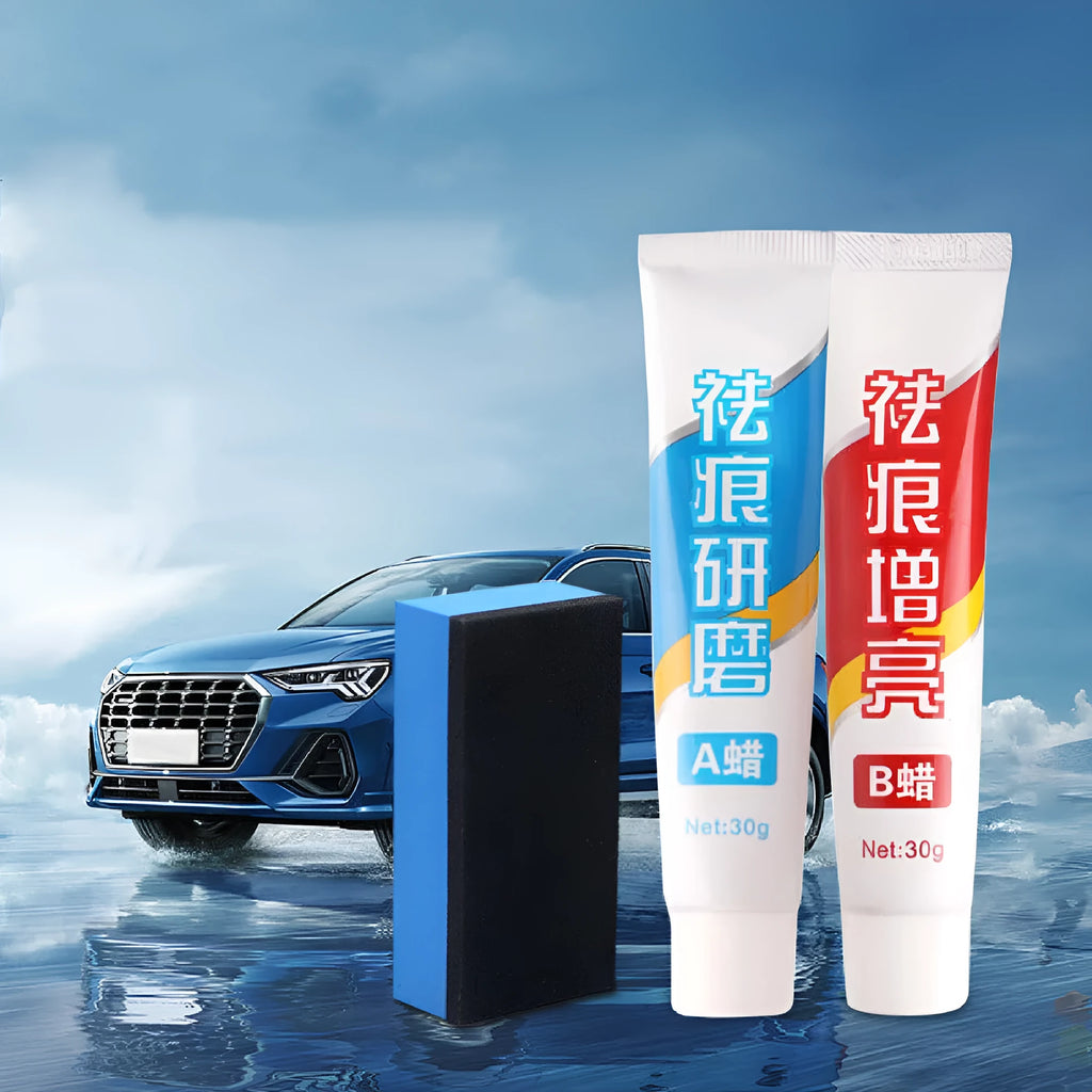 Car scratch repair wax kit with A and B compounds and frosted sponge mop for paint polishing