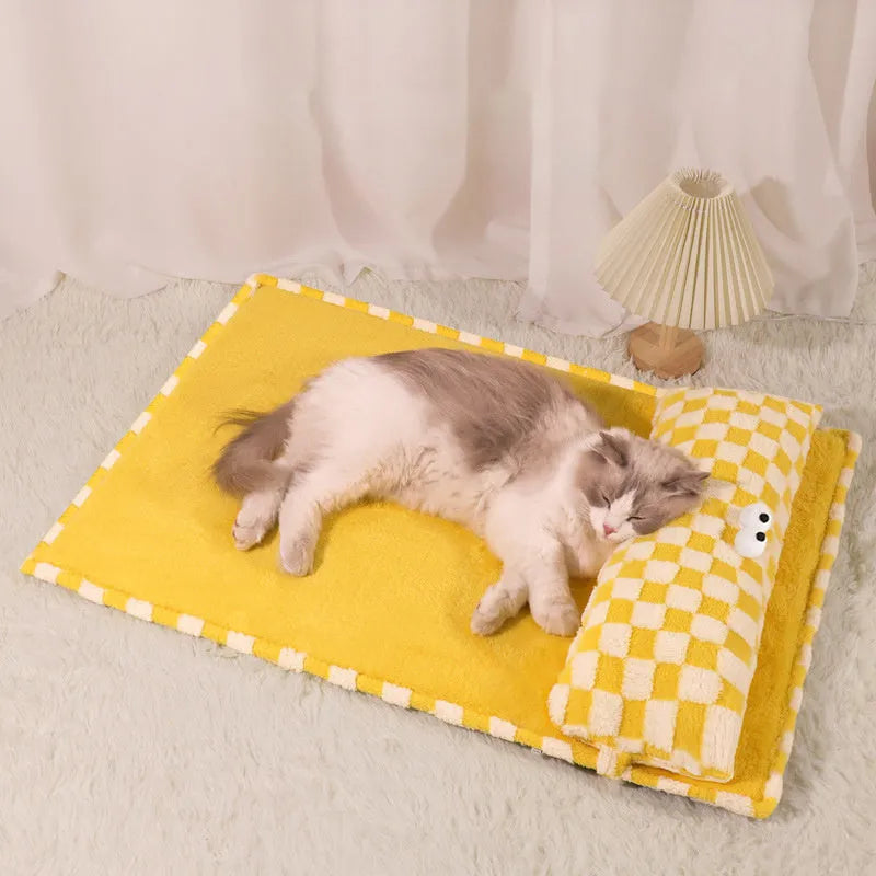 Gray cat nest mat with cushion for all-season kennel use, available in S M L XL sizes