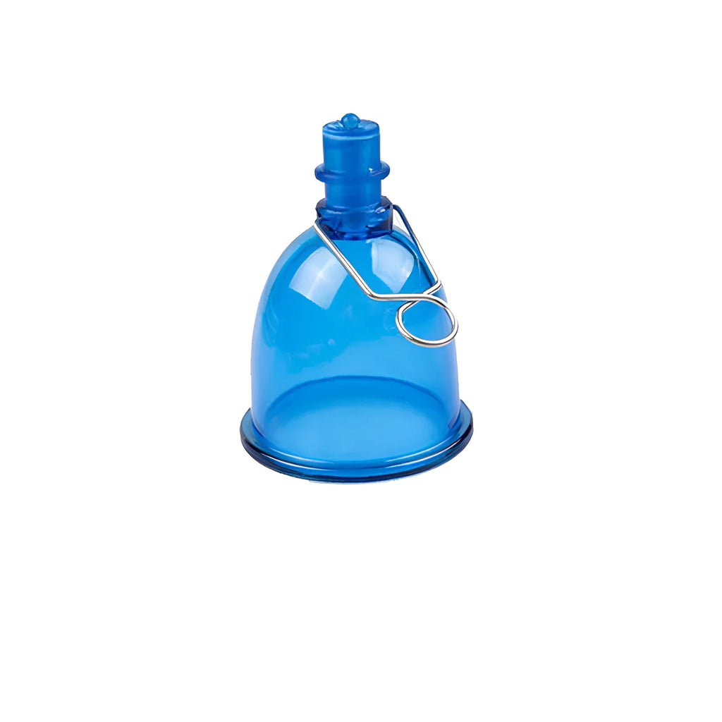 Blue silicone male masturbator in small, medium, and large size options