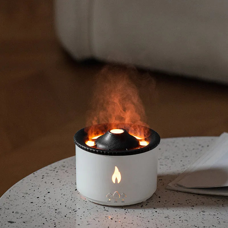 White jellyfish flame volcano humidifier air diffuser with 300ml tank and remote control