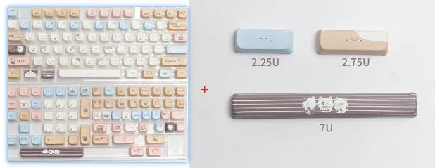 High sea salt cat design PBT keycap set with 7u spacebar supplement for March past mechanical keyboard layouts