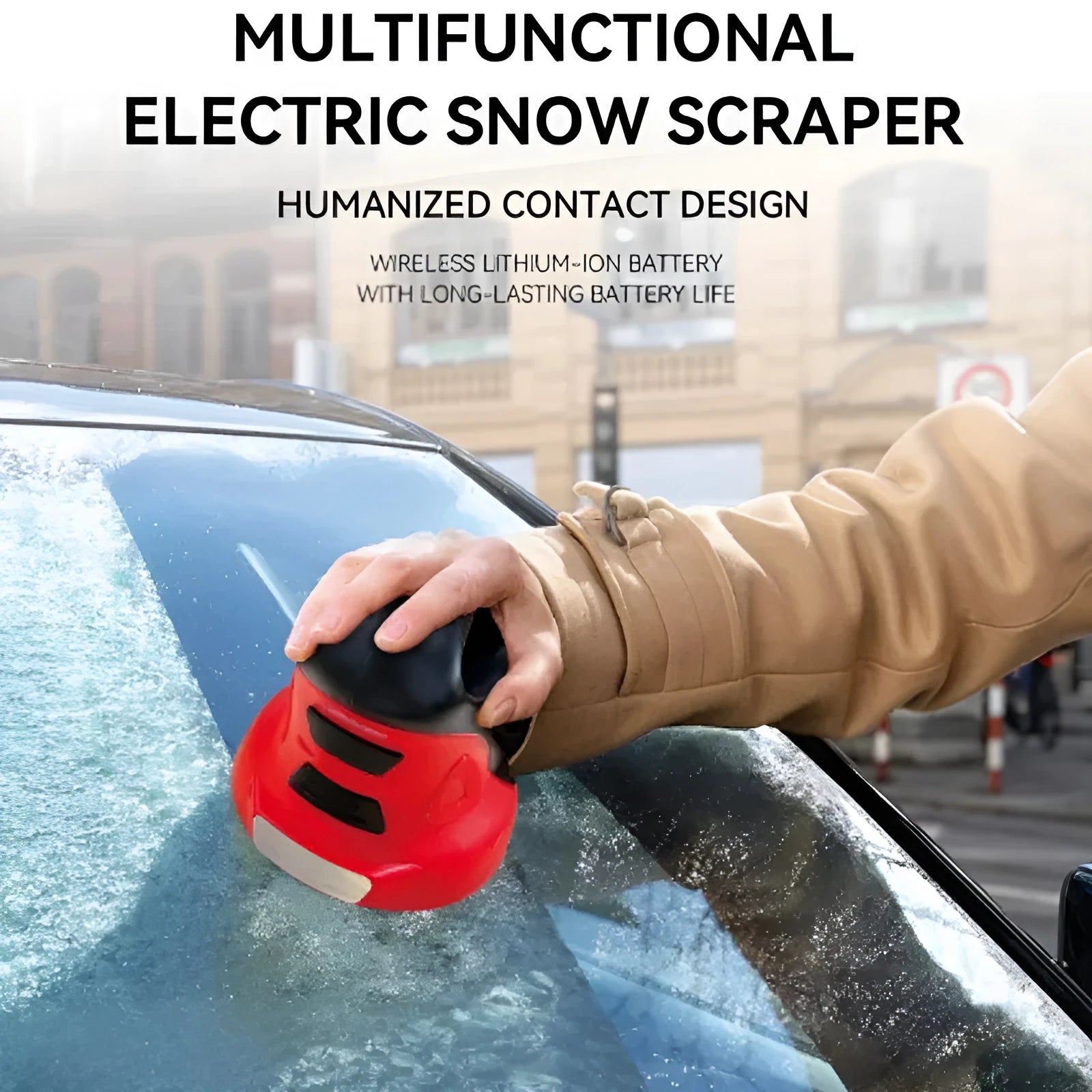 Electric ice scraper car waxing polisher snow shovel plastic 118x135x124mm blue red three-in-one car maintenance tool