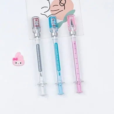 Vaccine pen creative gel pen plastic shell 0.5mm black ink 15.7cm length cap style