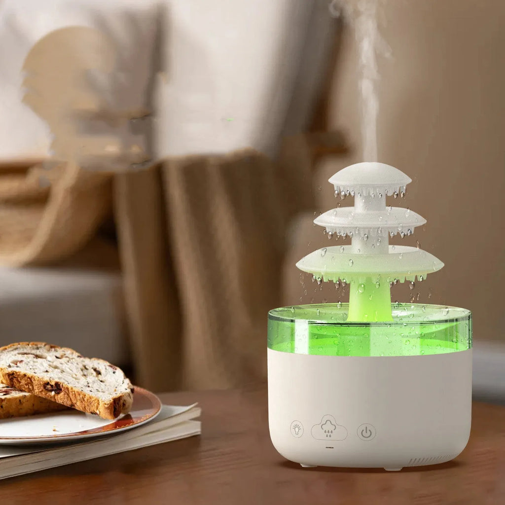 New Cloud Rain Air Humidifier Essential Oil Diffuser 500ml white USB mist colourful light