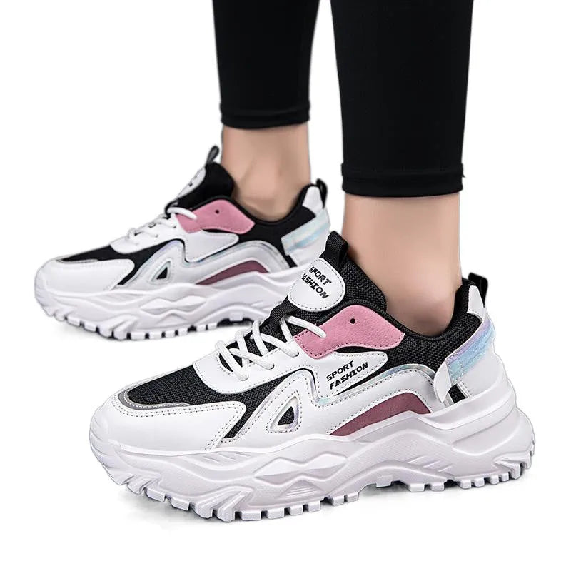 Sports Dad Casual Shoes low top mesh upper round toe rubber sole beige green colour