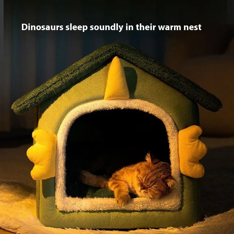 Cat nest winter warm closed super big four seasons universal pet bed with thick soft cushion and blanket in large size