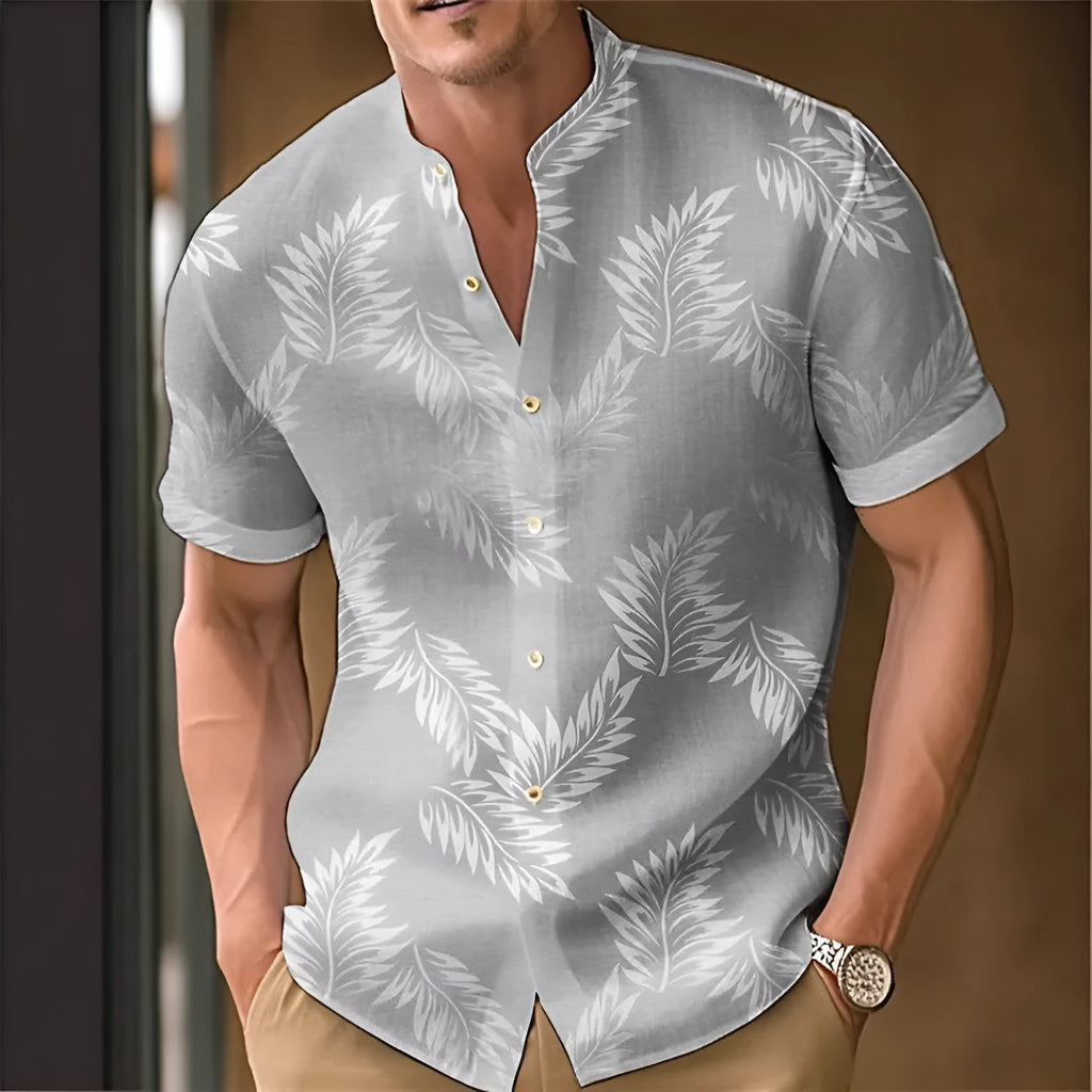 Men's printed polyester fiber shirt in colour MB01RQ250407Y085, front view, size S to 4XL